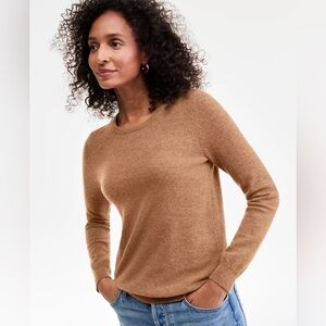 CHARTER CLUB NWT 1X 100% Cashmere Crewneck Sweater in Warm Praline Heather